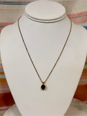 Vintage Gold-Tone Necklace with Deep Purple Pendant - 18”